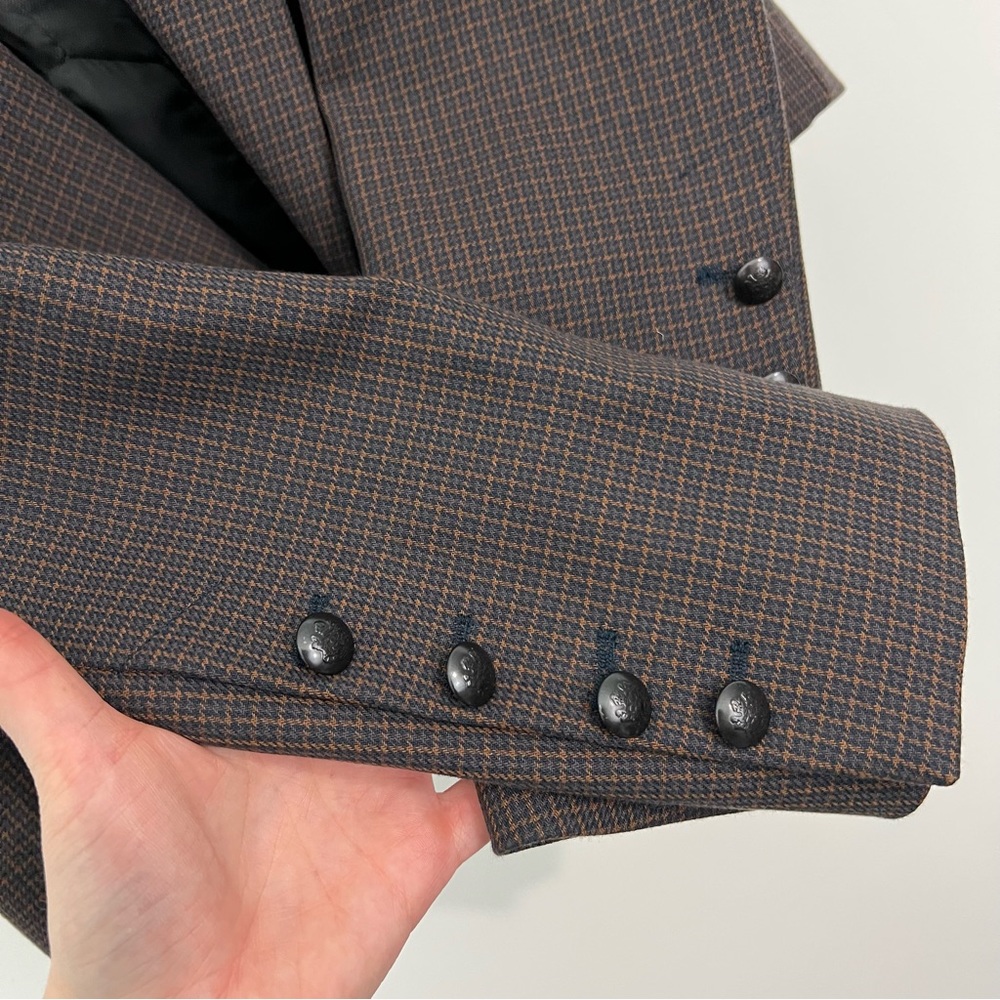 Zara Plaid Brown Cropped Blazer Jacket Houndstooth Size Small - Picture 6 of 8